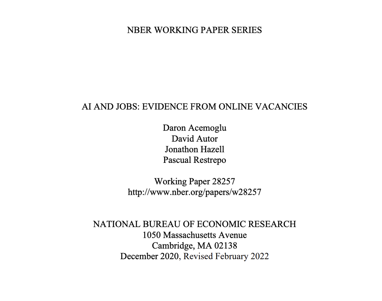 AI and Jobs: evidence from onlice vacancies Acemoglu