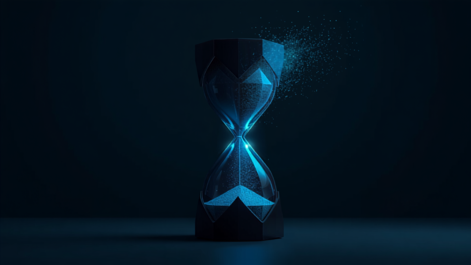 Silicon Valley Certification Hub Chief AI Officer Alejandro Cuauhtemoc-Mejia -- abstract illustration of a fractured hourglass dissolving into disconnected light particles, representing the 90-day AI governance audit window most executives are not prepared for.
