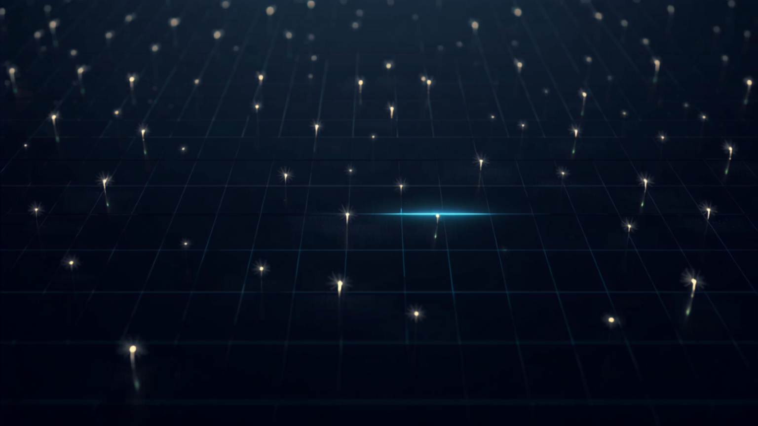 Abstract visualization by Silicon Valley Certification Hub and Alejandro Cuauhtemoc-Mejia of dozens of dim AI pilot sparks scattered across an energy company grid, with only one nearing a glowing production threshold line